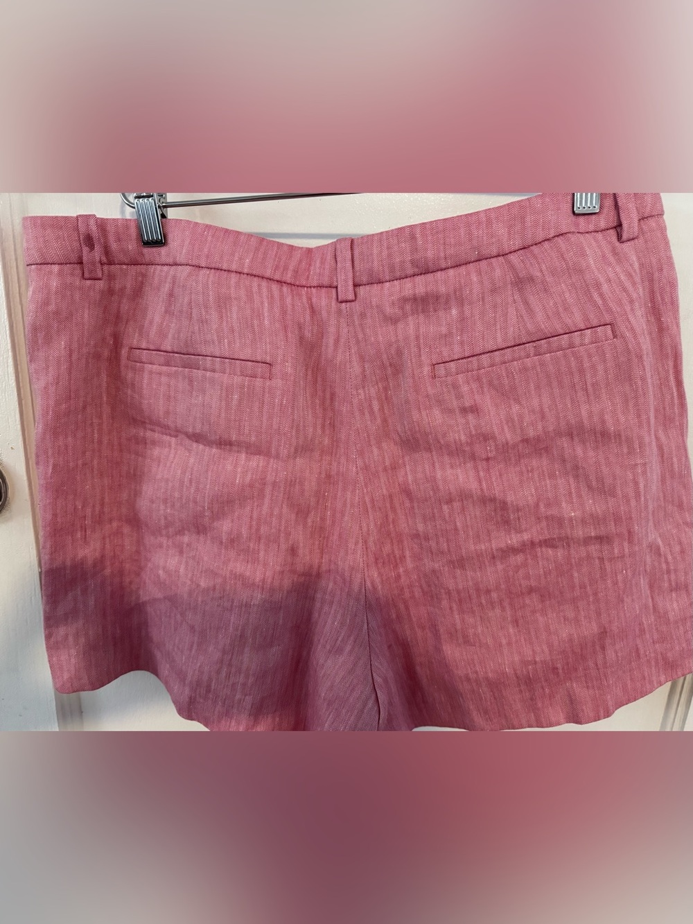 NWT J.Crew Pink Herringbone Linen Blend Pleated Shorts CI585 Womens Size 14 - Picture 7 of 8